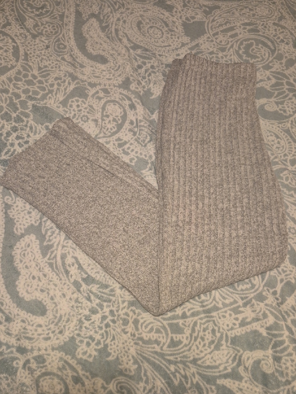 Cozy Ribbed Knit Gray Sweater Pants